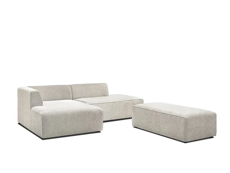 Sofa mit Hocker BOBOCHIC MEGEVE Stoff mit Textur beige