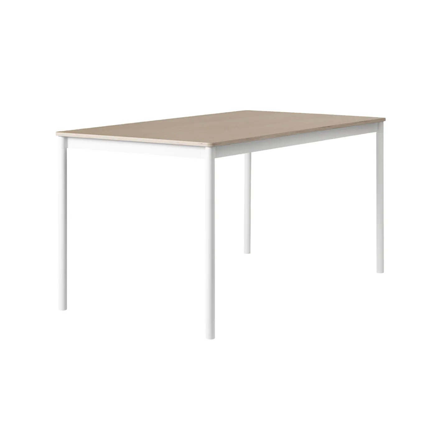 Muuto - Base Table, 190x80, Top: Oak veneer, Plywood edges, Frame: White - Matbord - Mika Tolvanen - Träfärgad,Vit - Metall/Trä