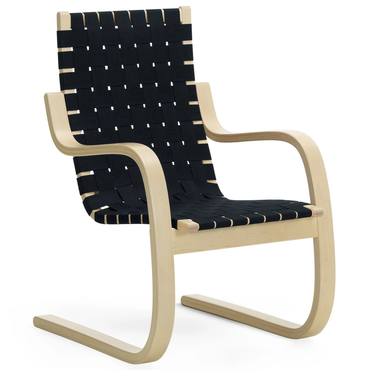 Artek - Armchair 406 Black Blue - Fåtöljer - Alvar Aalto - Blå - Trä/Textilmaterial