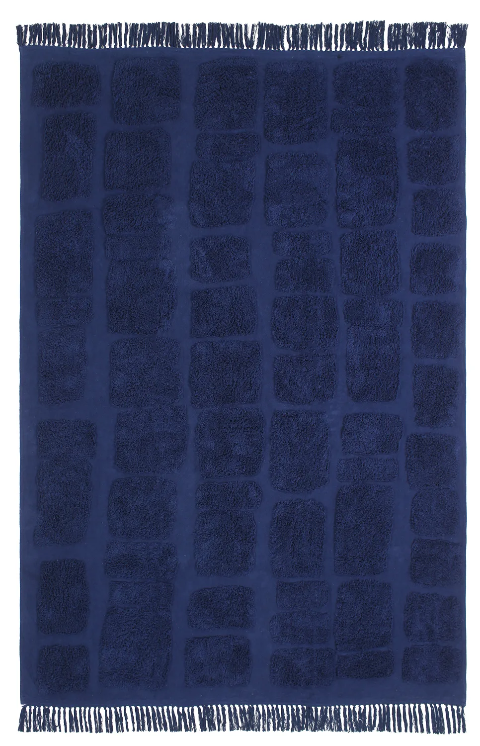 Ryetepper - Salem Natural Cotton Shaggy (mørke blå) (Størrelse: 160 x 230 cm)