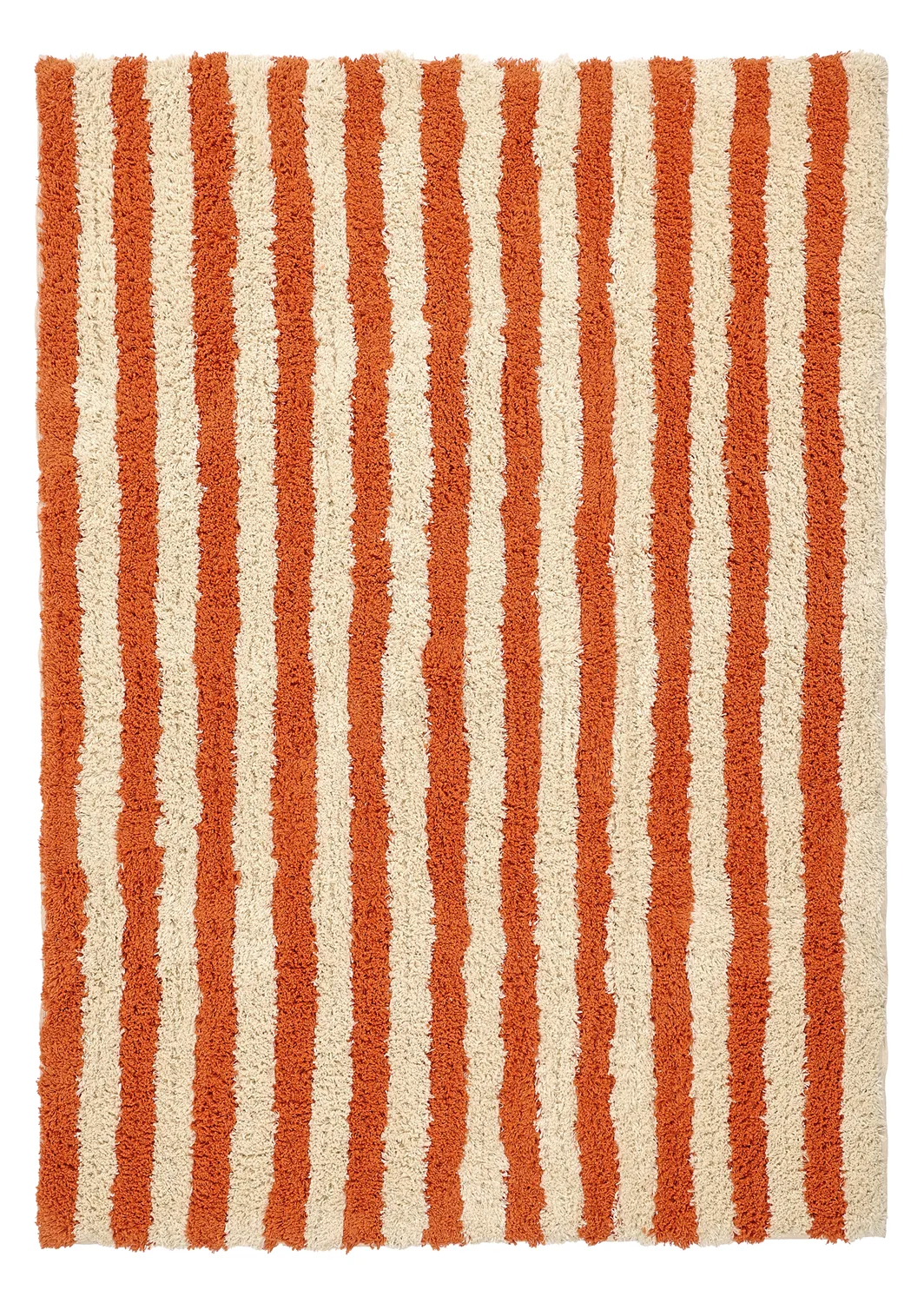 Ryetepper - Thira Stripe Cotton Shaggy (lysegul/lys oransje) (Størrelse: 80 x 150 cm)