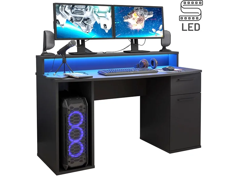 Gaming Schreibtisch RUSH 65x140x91.1cm schwarz