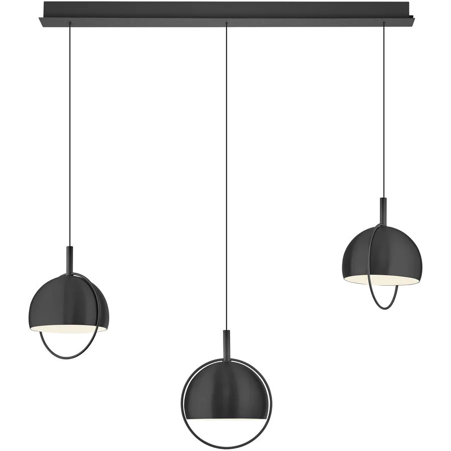 Pendellampe Hoop Schwarz Aluminium/Eisen 100 cm - LED - Lichtfarbe: Warmweiss - LED Energiesparlampen