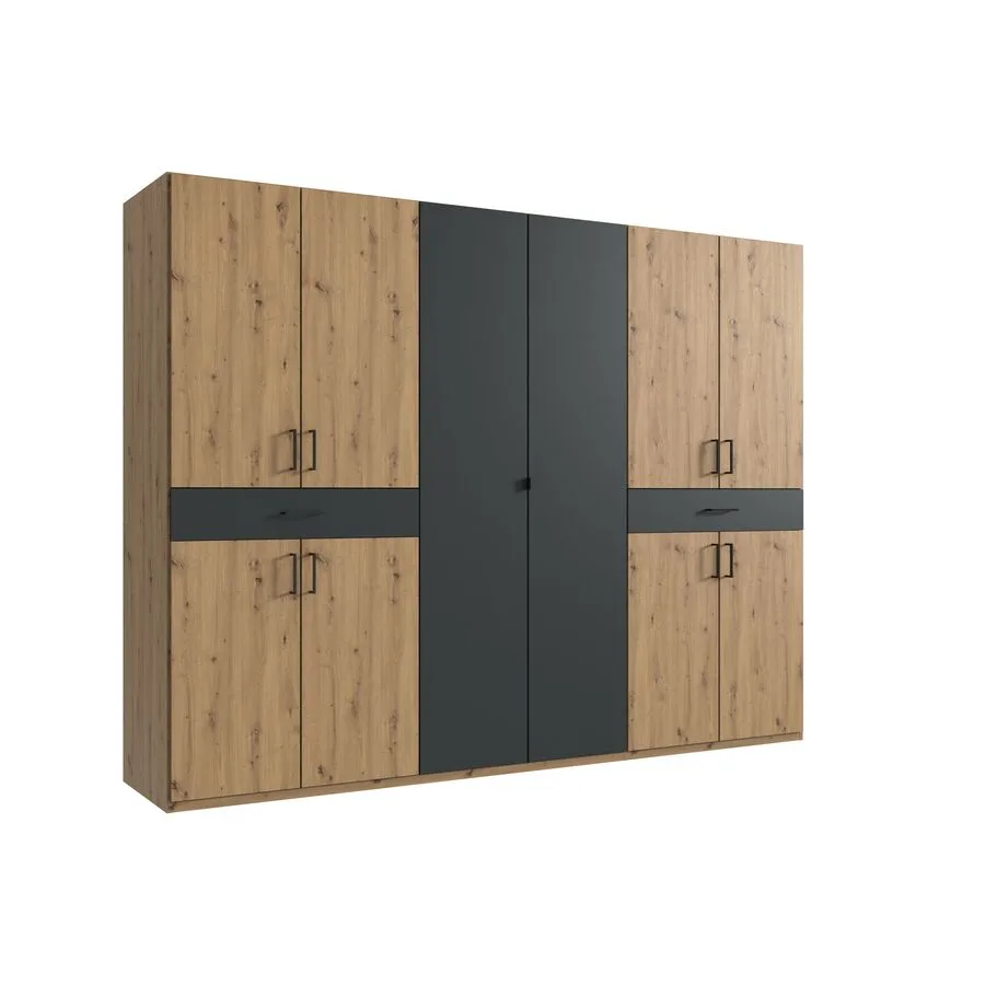 Kleiderschrank Tiby graphit/Eiche Nachbildung Holzwerkstoff B 270 cm