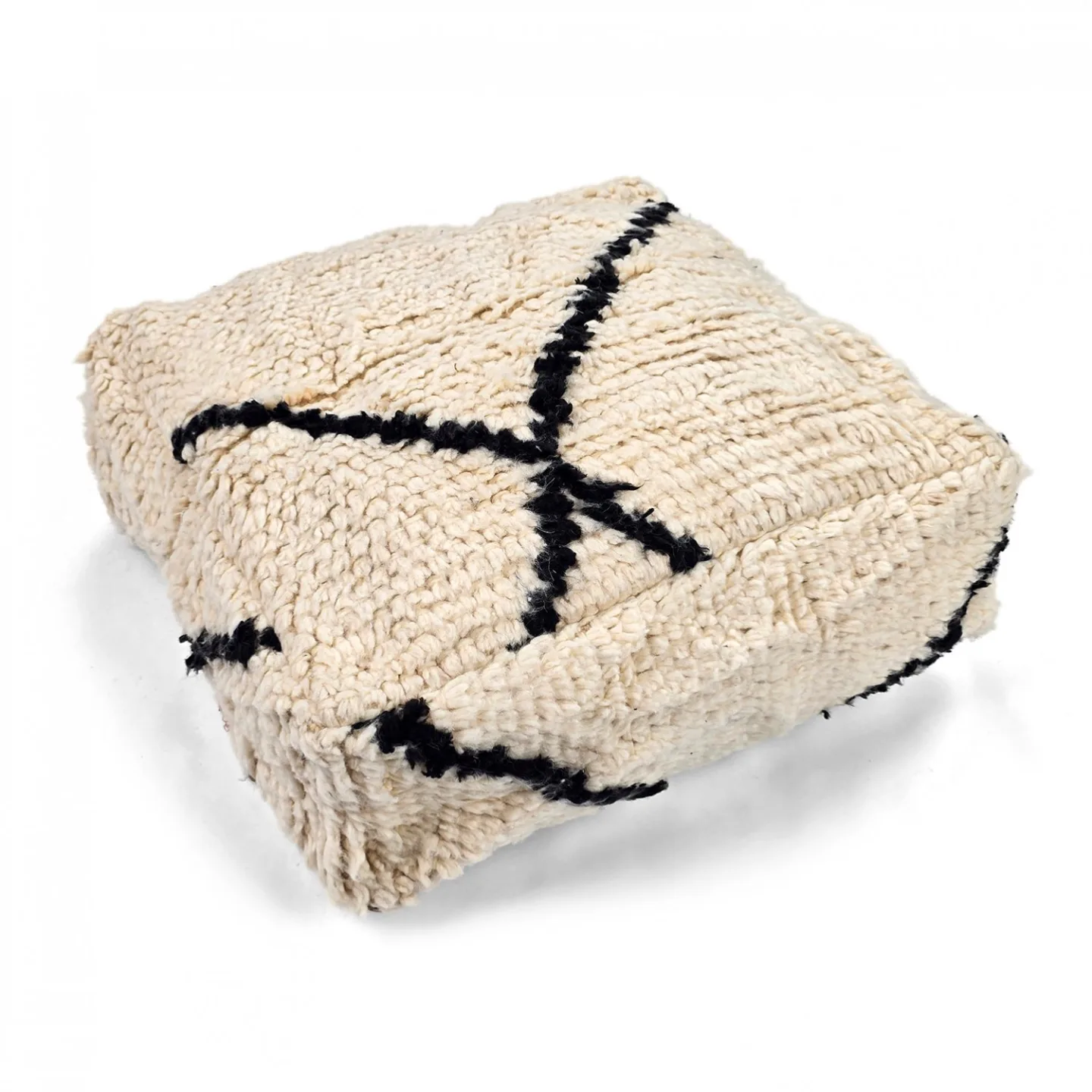 Sittepuff - Marokkansk Beni Ourain 023 (Størrelse: 60 x 60 cm)