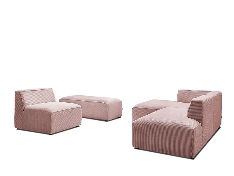 Ecksofa BOBOCHIC MEGEVE Cord-Stoff rosa