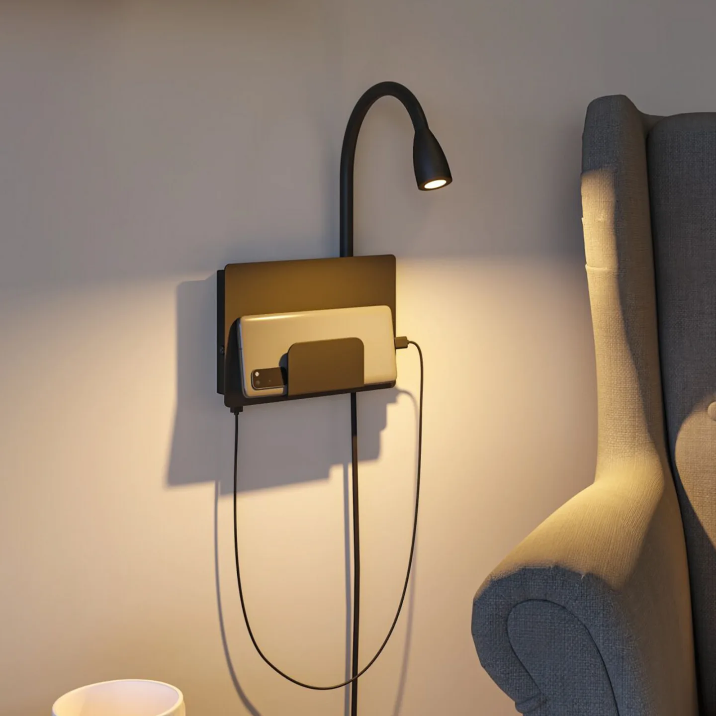Halina LED-væglampe USB C mat sort - Paulmann Halina USB - Soveværelse - Moderne - Metal - Med én lyskilde