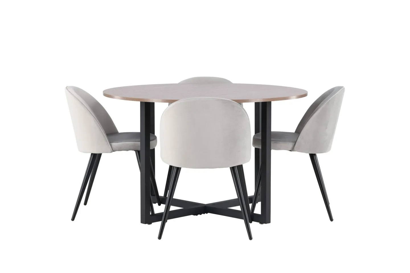 Durango Matgrupp 120 cm Rund med 4 Velvet Stolar - Valnöt