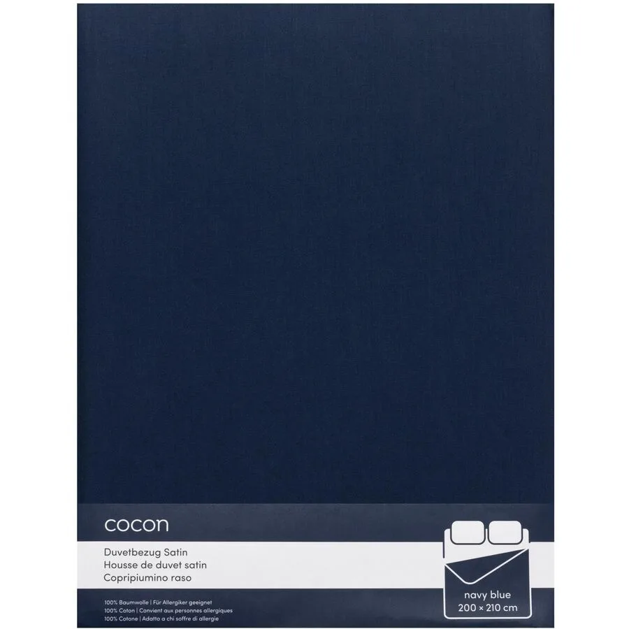 Duvetbezug COCON Marineblau Baumwolle 200 x 210 cm - Material: Satin