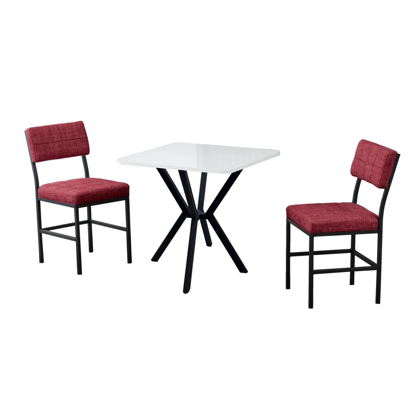Stedum Matgrupp Bord 70 cm + 2 Stolar - Vinröd Vit