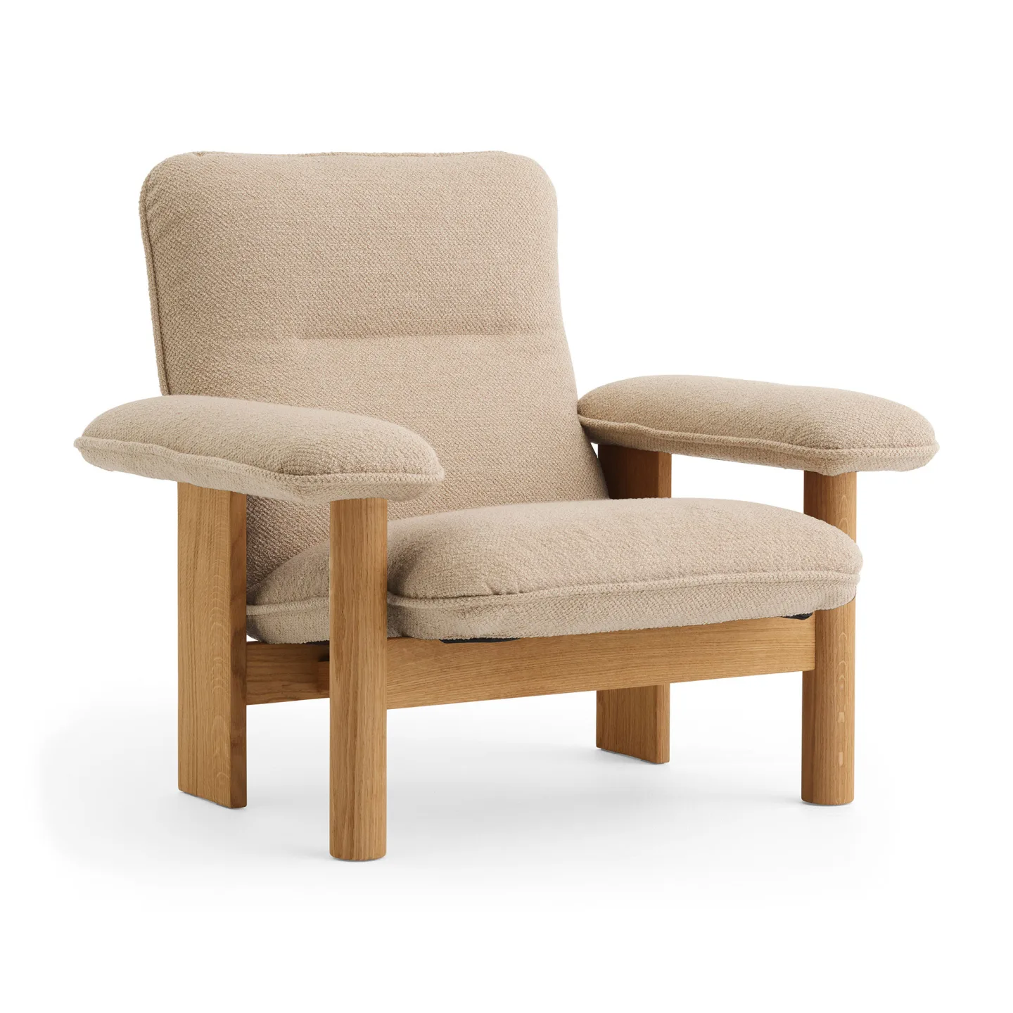 Audo Copenhagen - Brasilia Lounge Chair Solid Natural Oak Fabric Cat. 0 Boucle Col. 02, - Fåtöljer - Anderssen & Voll - Träfärgad - Trä/Textilmaterial/Skum