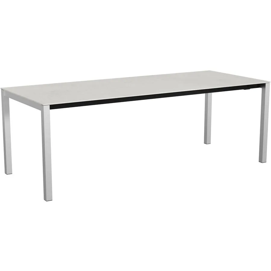 Gartentisch ausziehbar Campo Grande Edelstahl gebürstet / Lunar Mineralkeramik/Edelstahl B 220 T 90 cm - Möbel Konfigurator: Traummöbel individuell