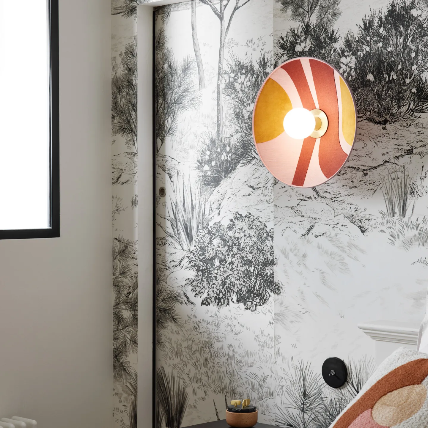 Sonia Laudet Wandlampe Ø 40 cm pink - MARKET SET - Wohnzimmer - Design - Stoff / Textil - Rund