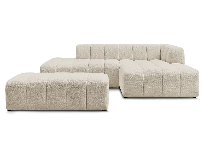 Ecksofa mit Hocker BOBOCHIC ANNECY Boucle-Stoff beige