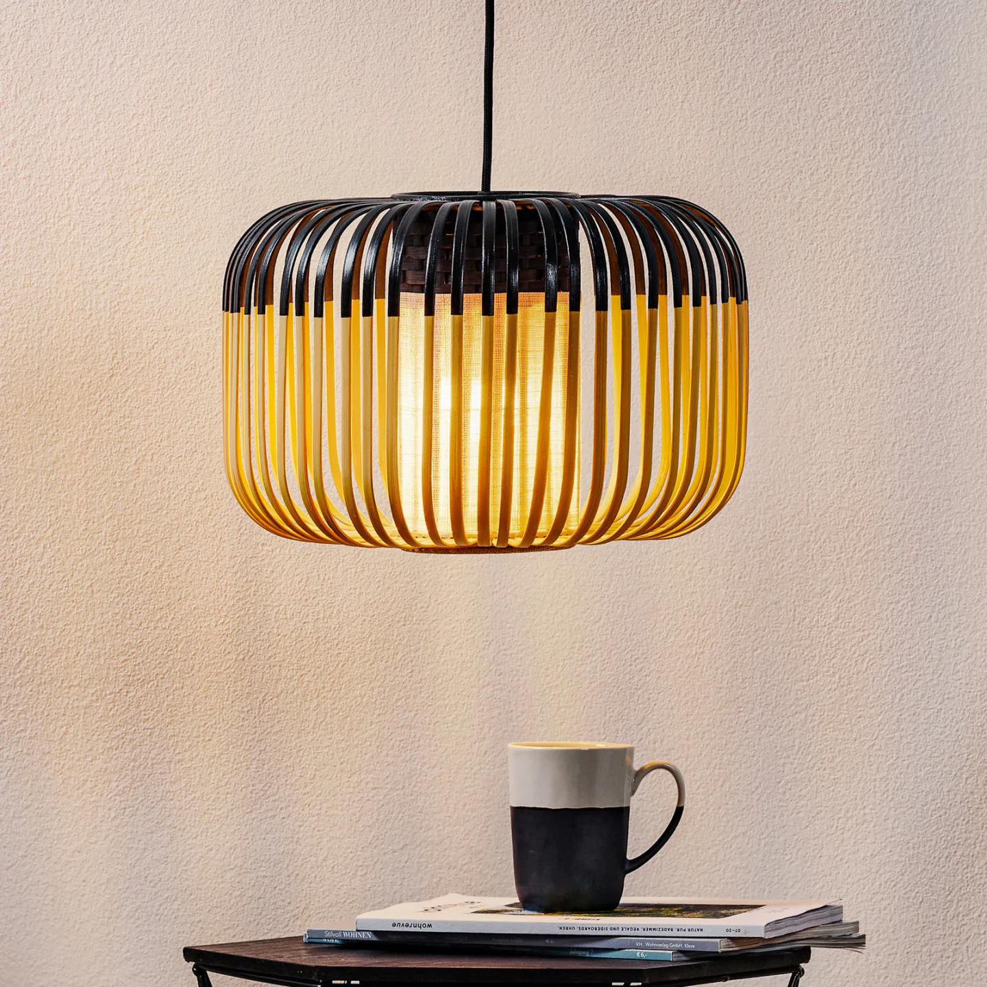 Bamboo Pendelleuchte S Black - Forestier Bamboo Light S - Wohnzimmer - Design - Bambus - Einflammig