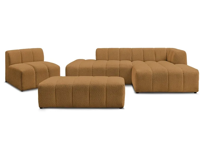 BOBOCHIC Ecksofa mit Hocker ANNECY Boucle-Stoff gelb