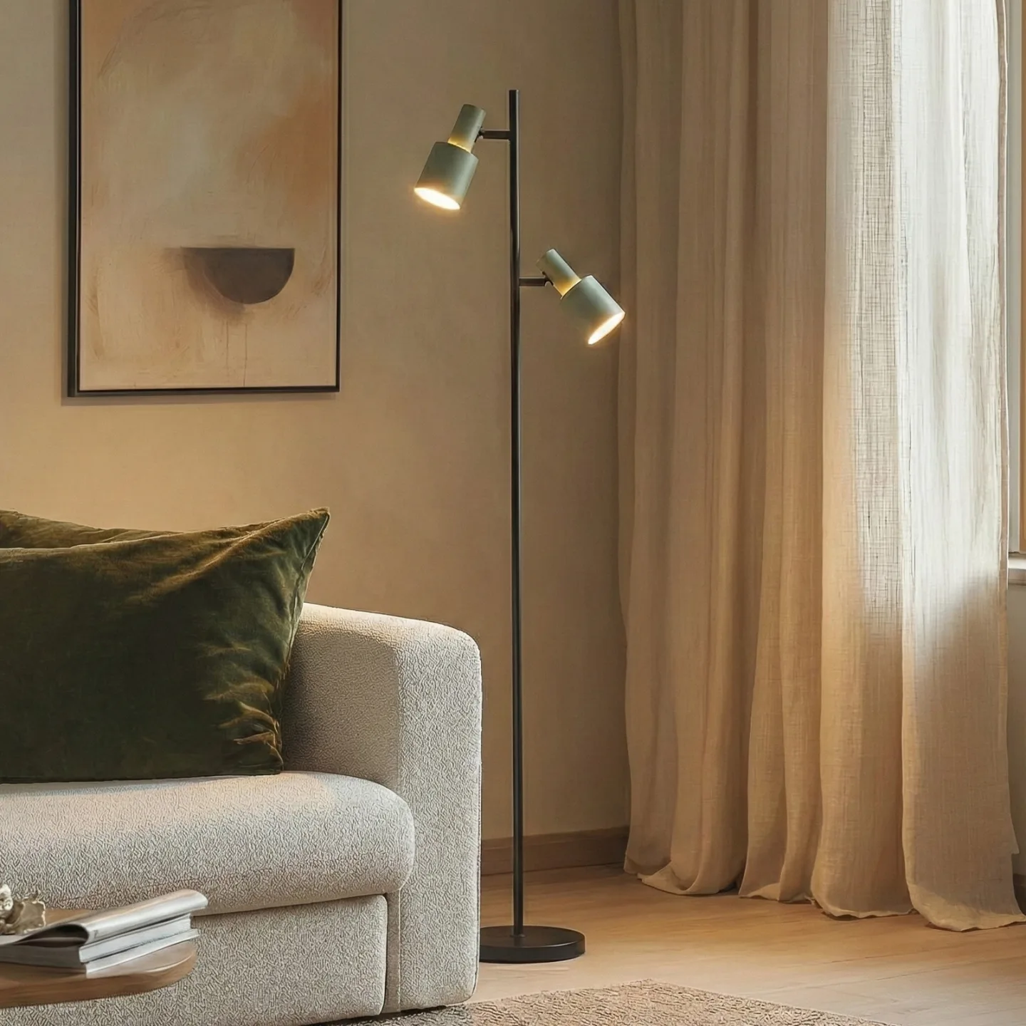 Ovelia Gulvlampe Green/Black - Lindby - Kontor / arbejdsværelse - Moderne - Metal - Med flere lyskilder