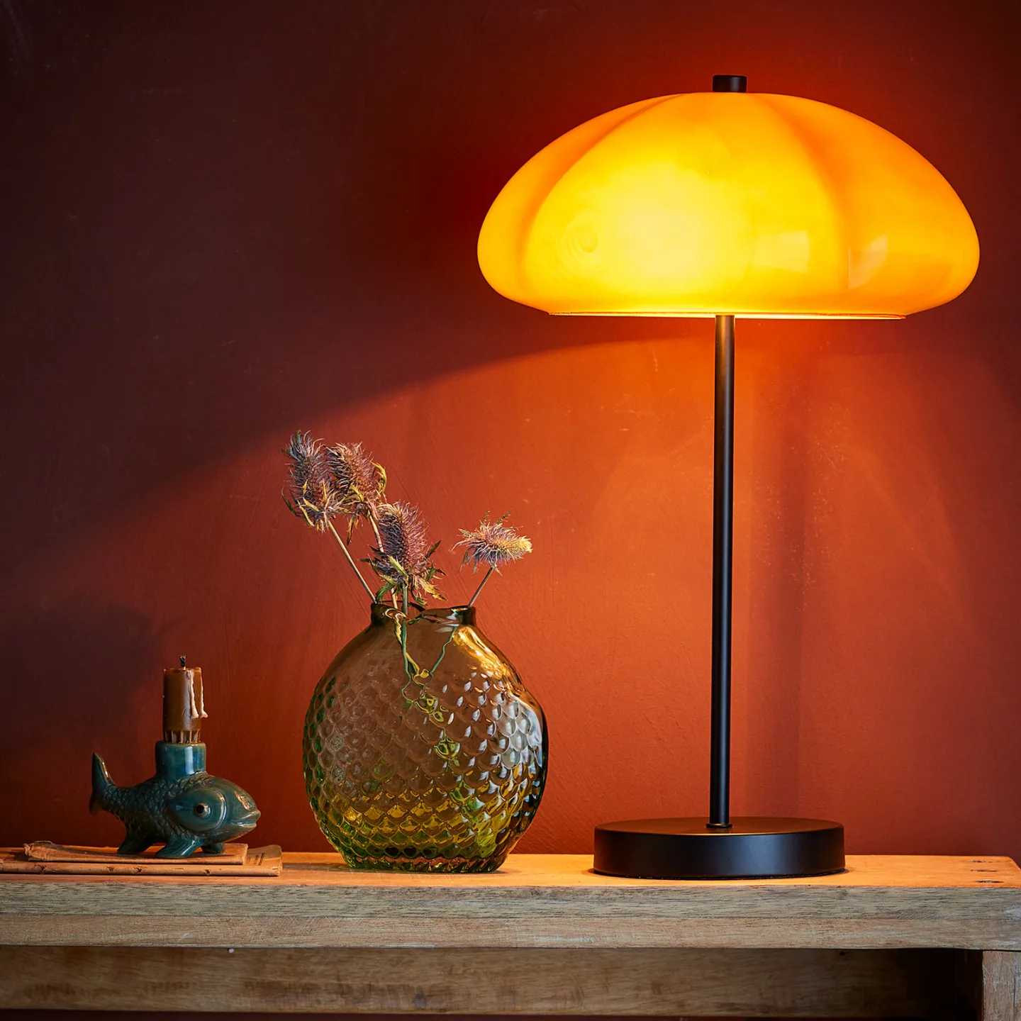 Kinoko bordlampe, glas, gul - BLOOMINGVILLE - Stue - Med én lyskilde
