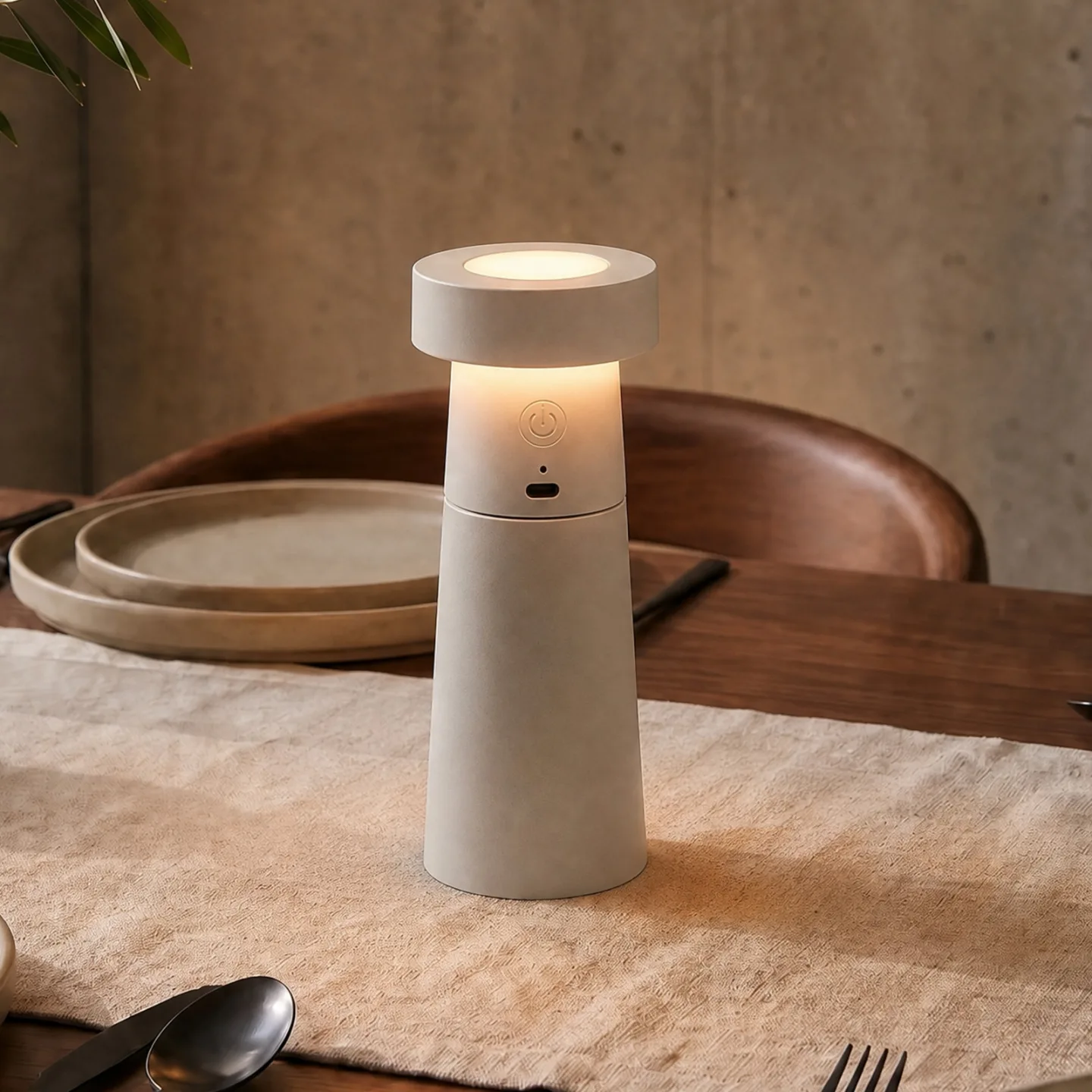 Salt LED-Salzstreuer, hellgrau, Akku, IP44 - Lucande - Esszimmer - Modern - Kunststoff - Einflammig