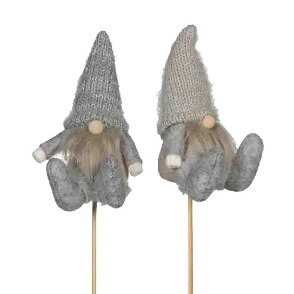 Tomte stick 2 pack Grå/Beige 10 cm