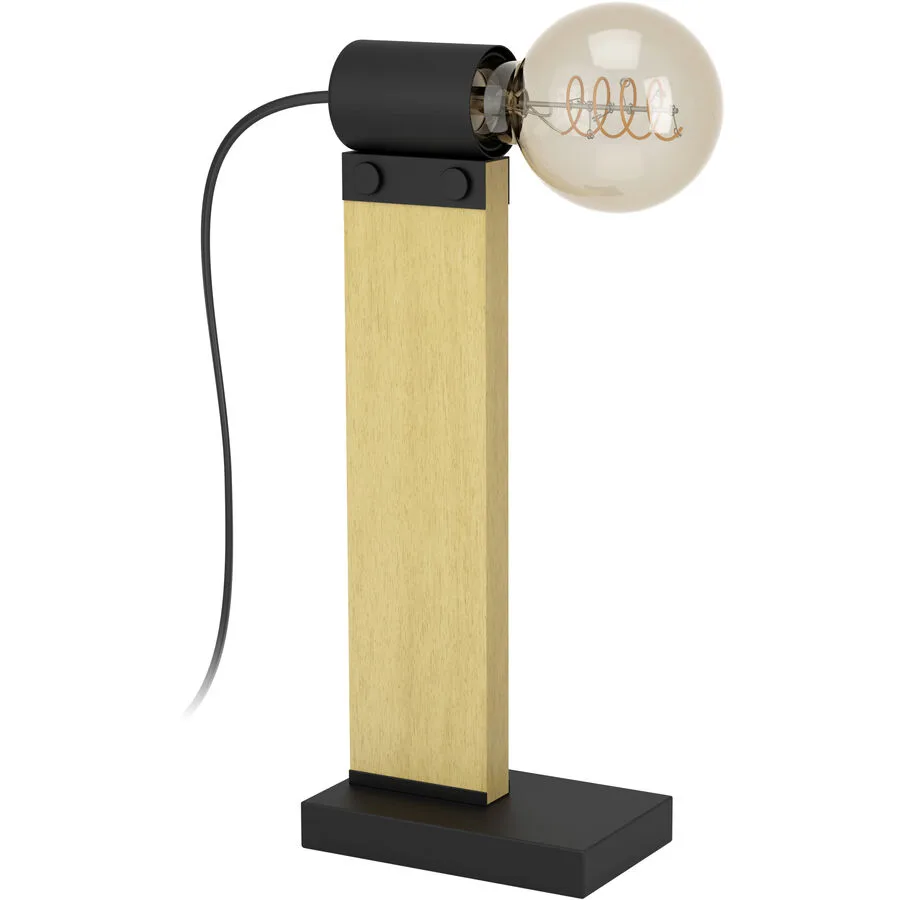 Eglo Tischlampe Bailrigg Braun/Schwarz Stahl/Holz 4.5 cm 33 cm - Material: Holz/Stahl