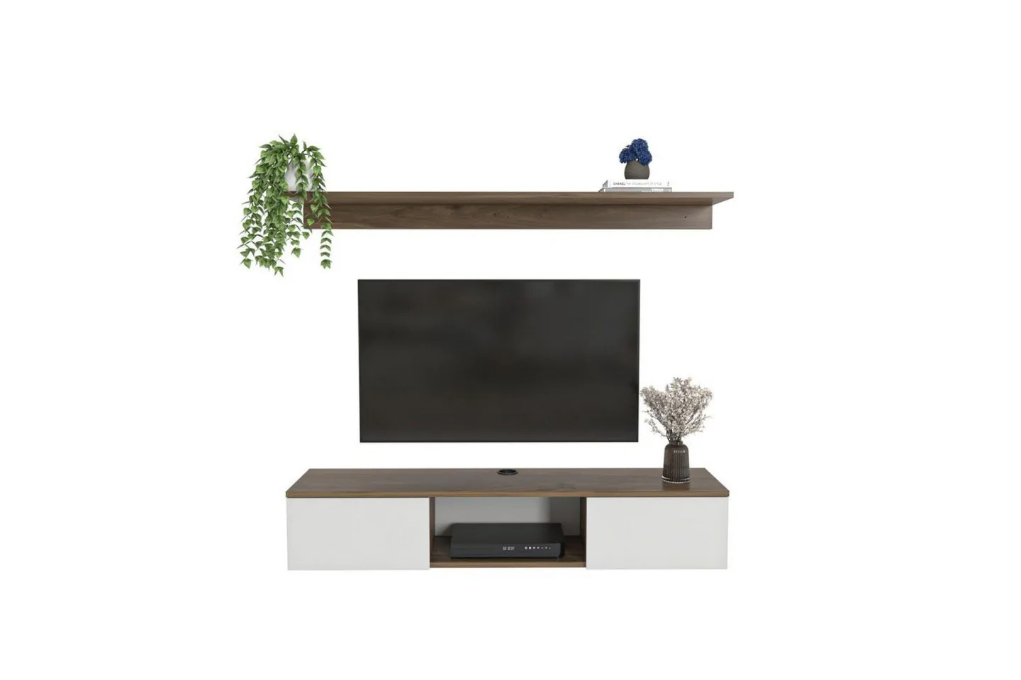 Sovric Tv-bänk 140 cm - Valnöt/Vit