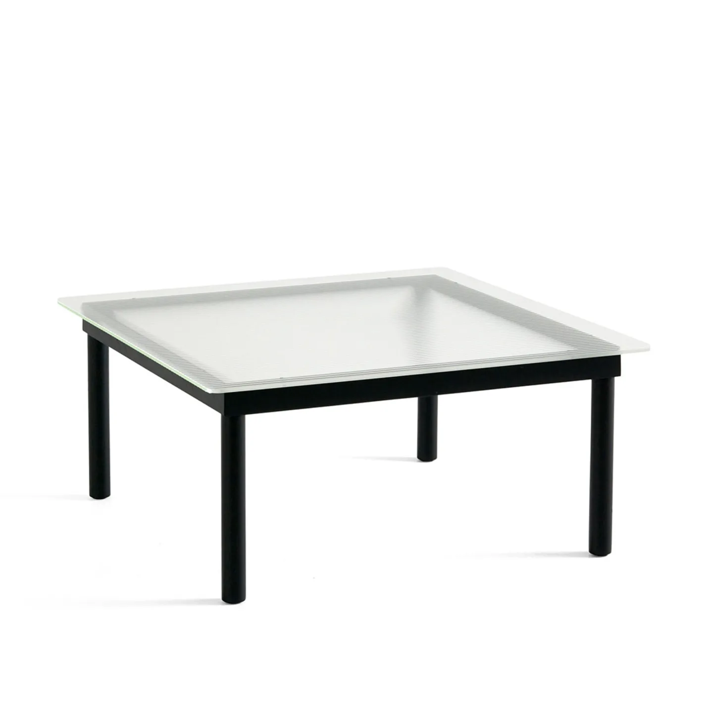 HAY - Kofi Black Water-Based Lacquered Oak Frame W. Clear Reeded Glass Tabletop 80X80 - Soffbord - Martin Solem