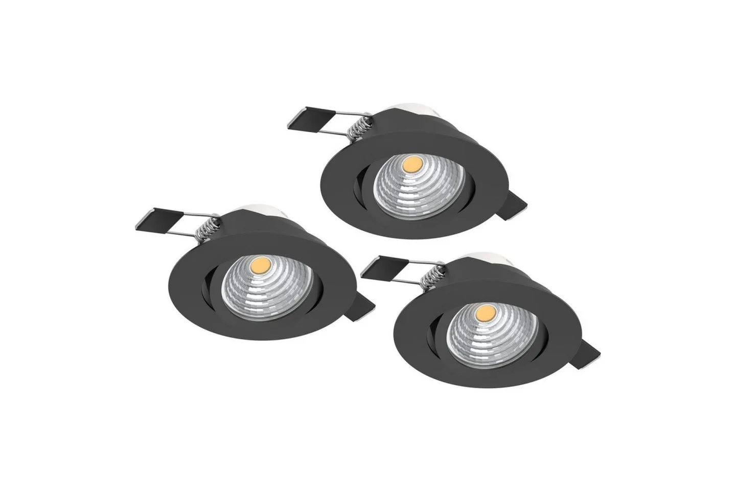 Infälld Lampa Eglo Saliceto 3 st Ø88 mm 2700K Svart - Svart