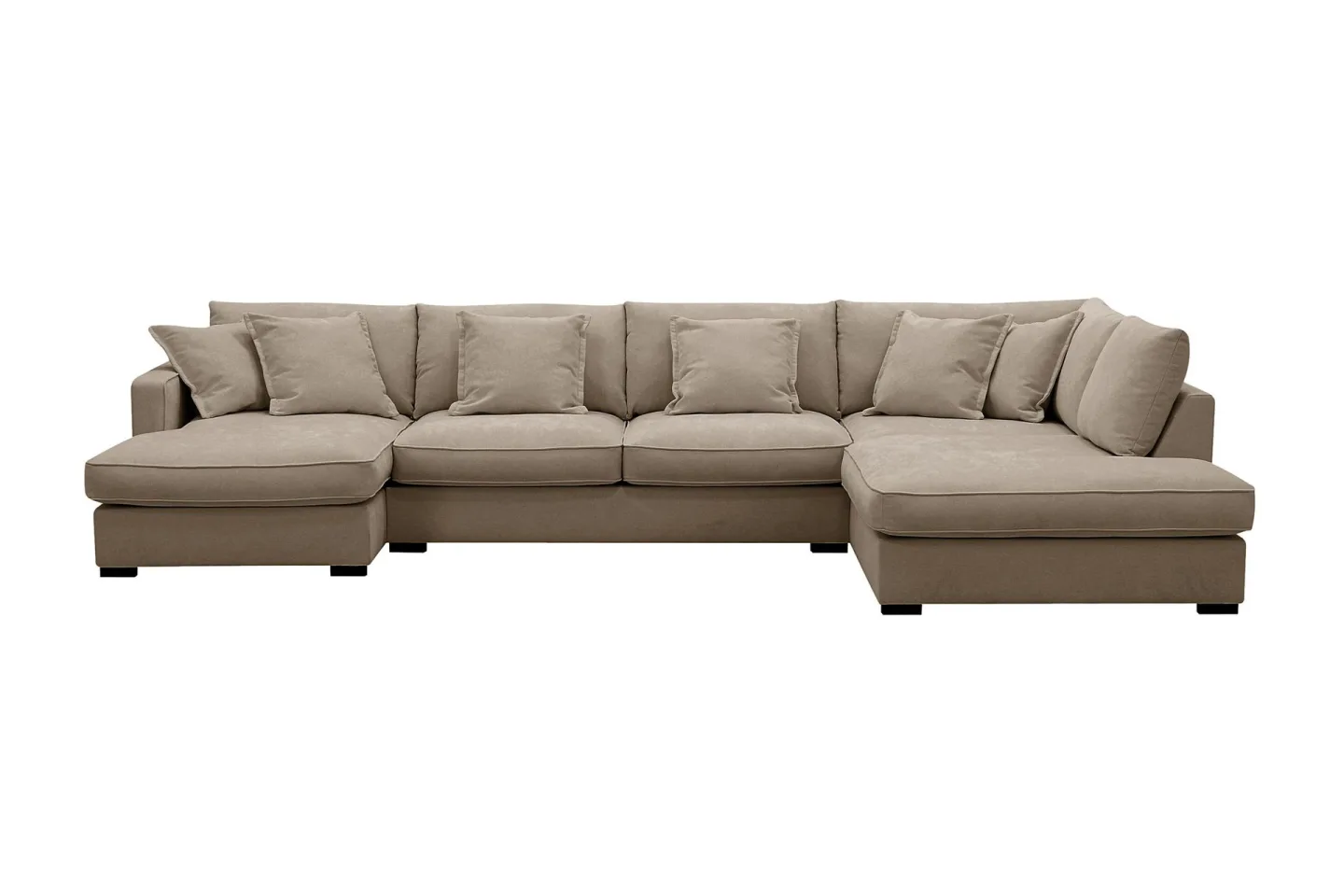 Rossita Lyx 5-sits Högervänd U-formad Extra djup Soffa med Divan och Schäslong i Tyg - Brun