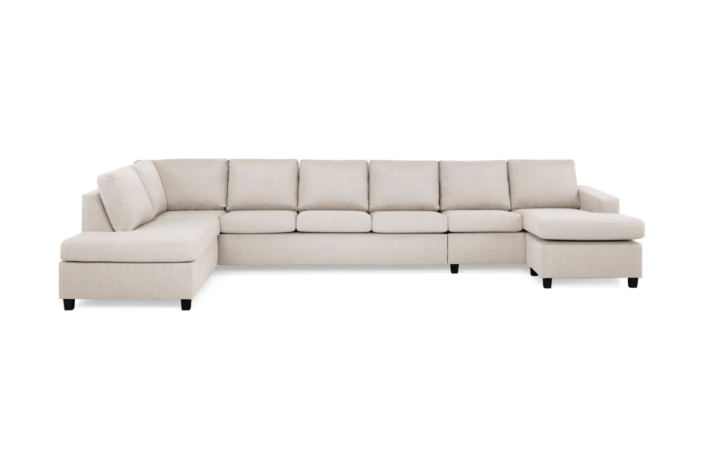 Crazy 6-sits Vänstervänd U-formad XX-Large Soffa med Divan och Schäslong i Tyg - Beige