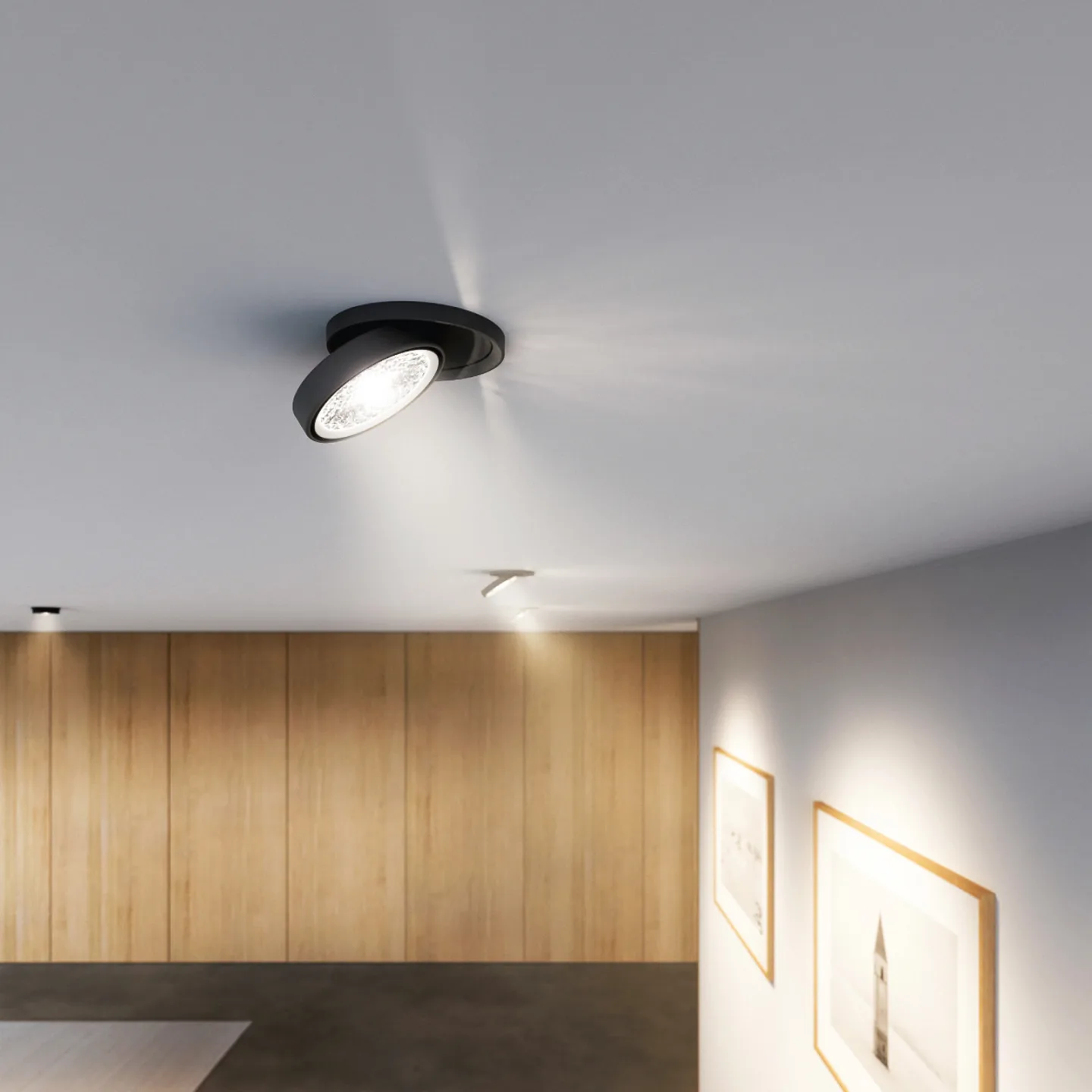 Nivo LED-indbygningsspot, sort, 50°, 11 cm, drejelig, dæmpbar – Sigor - Stue - Moderne - Aluminium - Med én lyskilde