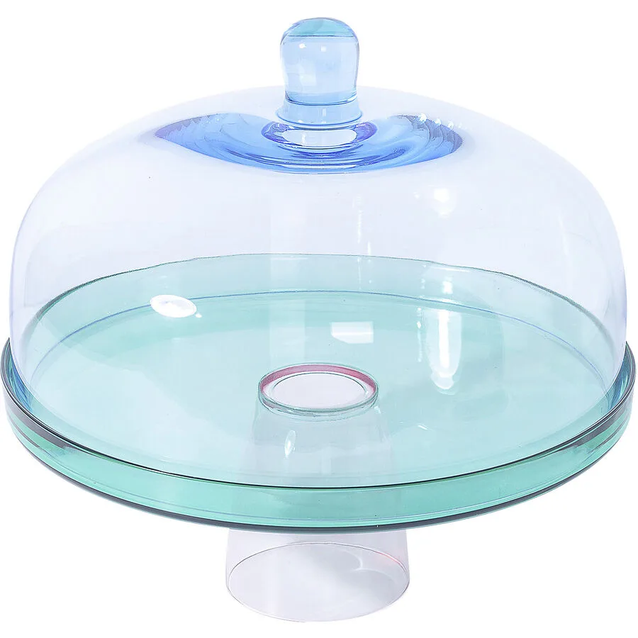 Tortenplatte Rhea transparent / blau / grün Glas