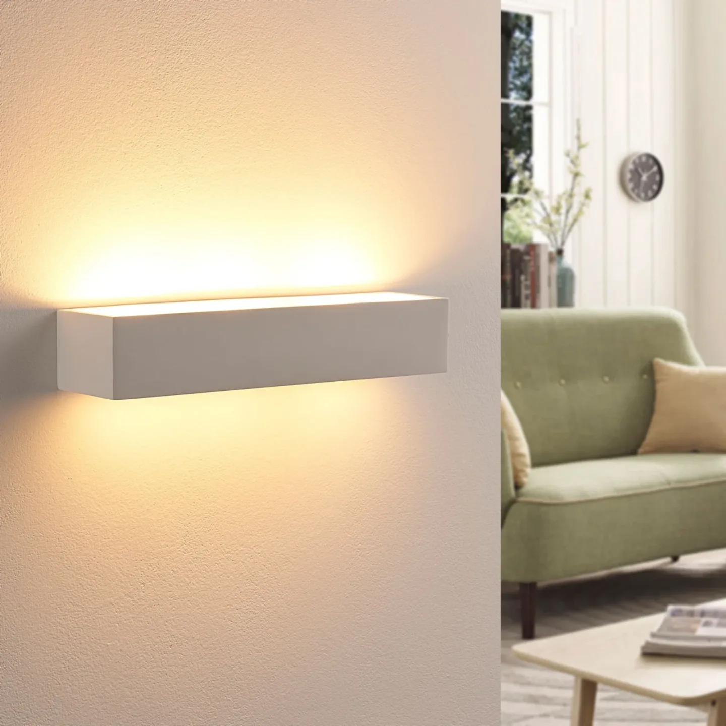 Arya Wandleuchte White - Lindby - Wohnzimmer - Modern - Gips / Ton - Eckig