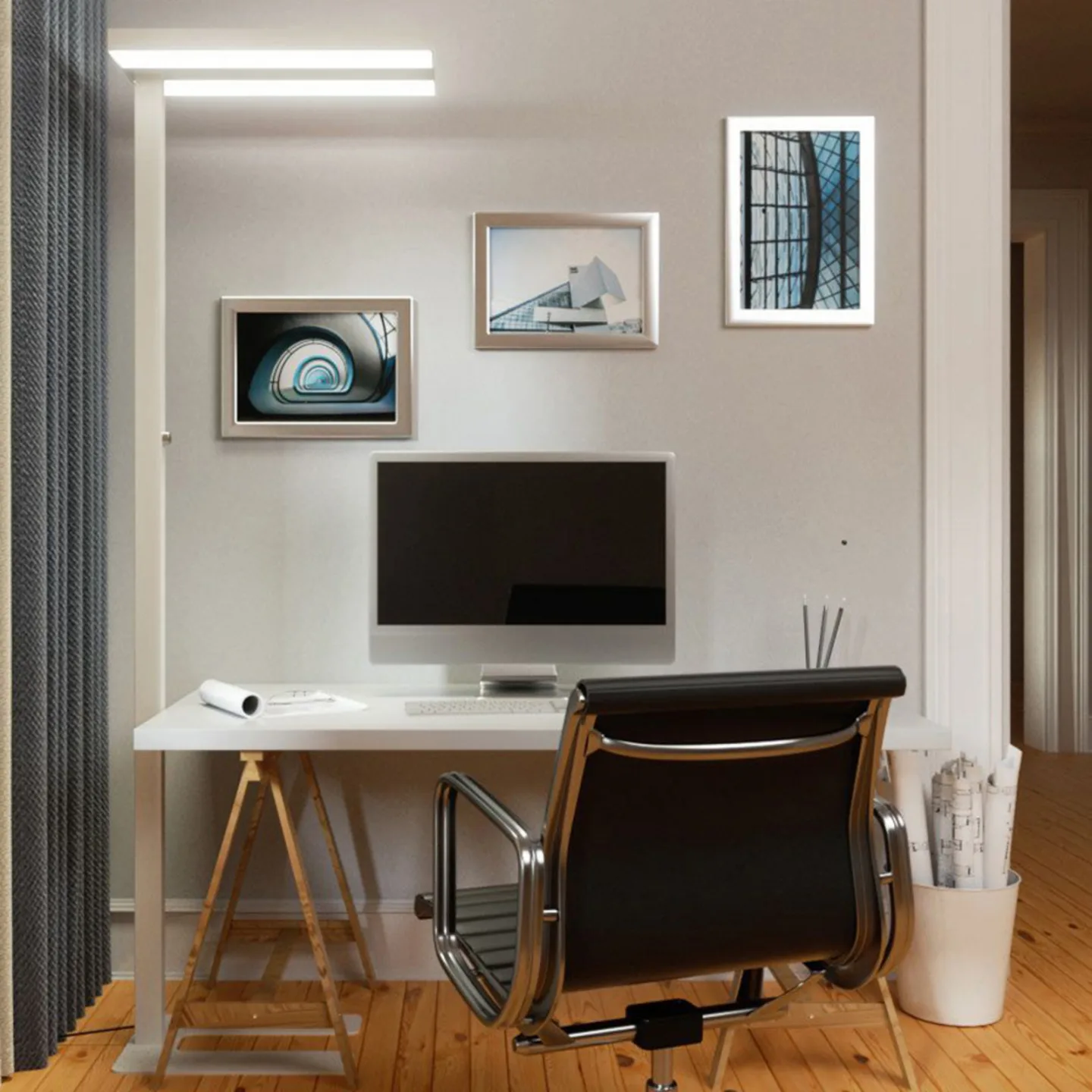 Logan gulvlampe hvid dæmpbar 6000 lm - Arcchio Logan Basic - Kontor / arbejdsværelse - Moderne - Aluminium - Kantet