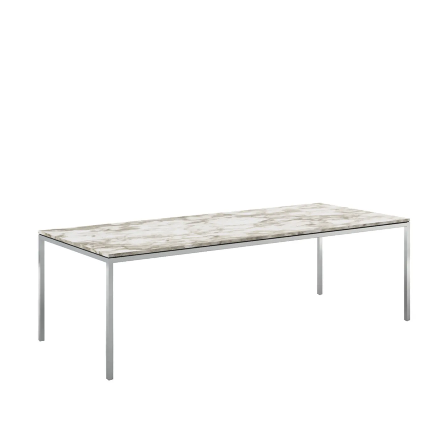 Knoll - Florence Knoll High Table, Rektangulär, 240 x 100 cm, skiva i Statuarietto marmor - Matbord - Florence Knoll - Vit - Metall/Sten