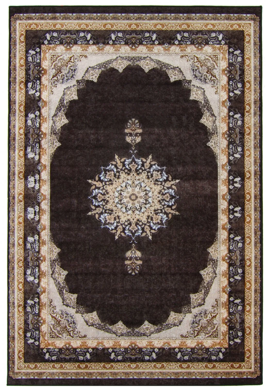 Wilton-teppe - Lukla (sort) (Størrelse: 130 x 190 cm)