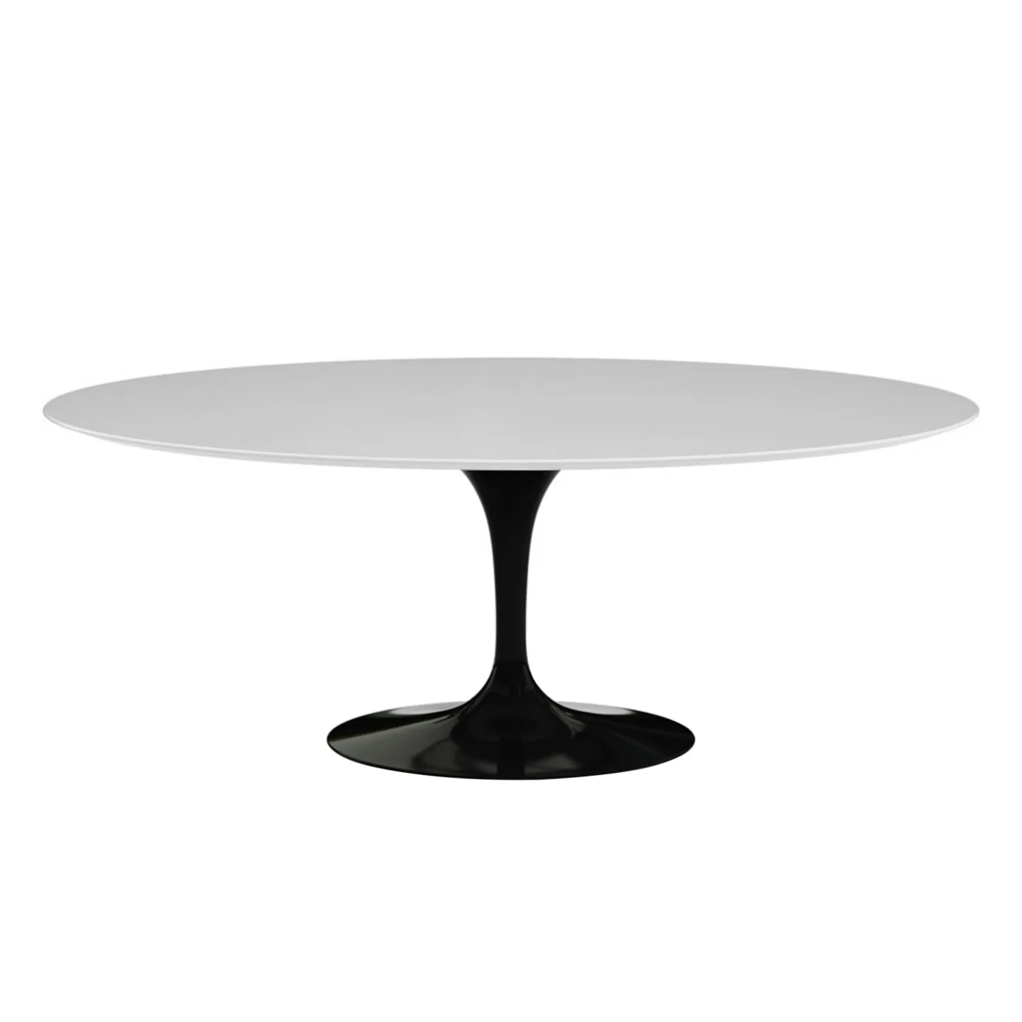 Knoll - Saarinen OvalTable For Outdoor, Oval, 198 x 121 cm, Svart underrede - Matbord utomhus - Eero Saarinen - Vit - Metall/Sten