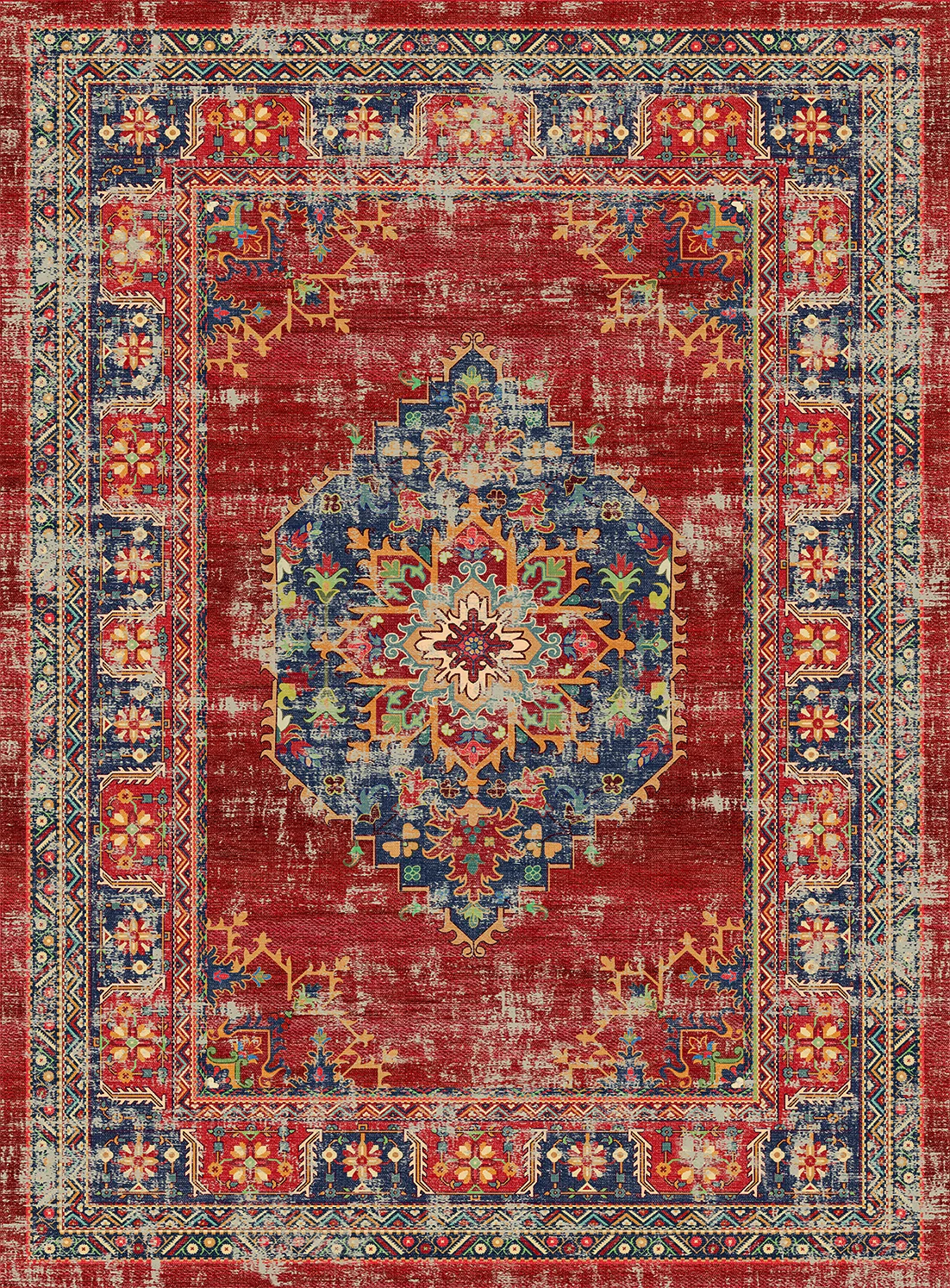 Wilton-teppe - Soussi (rød/multi) (Størrelse: 130 x 190 cm)