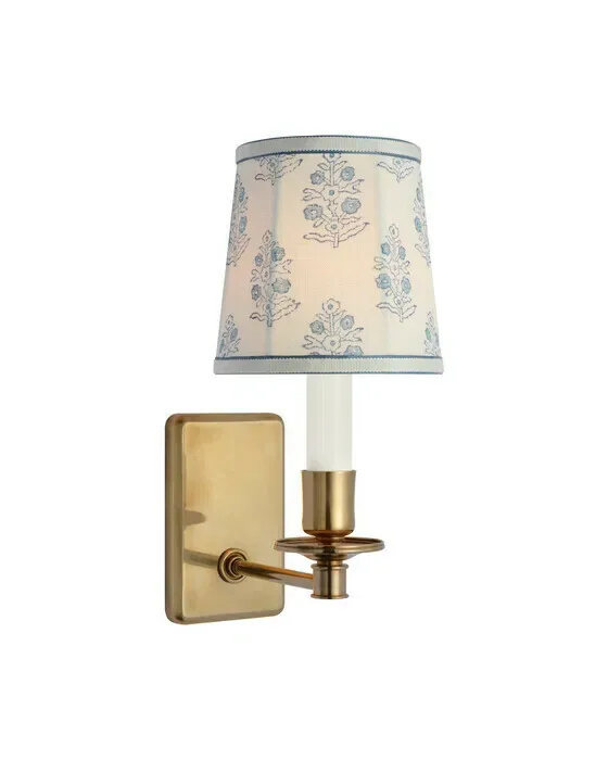 Tara 12" Sconce Antique Brass/Blue Aditi Soft Empire Shade