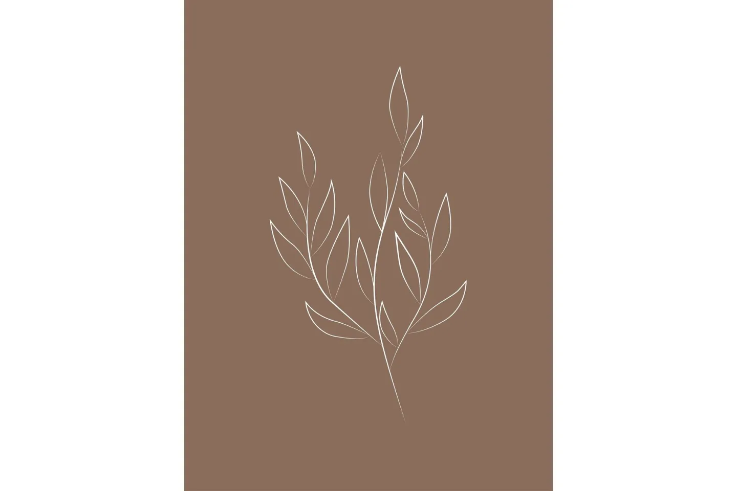 Poster Drawed leaf 30x40 cm - Brun