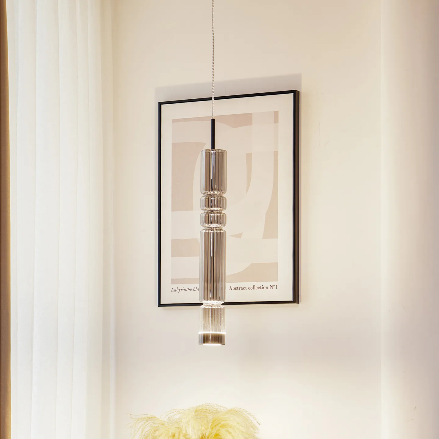 Christelle LED Pendelleuchte Schwarz - Lucande - Wohnzimmer - Modern - Glas - Einflammig
