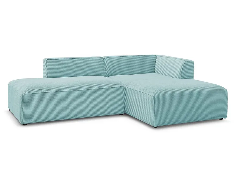 Ecksofa BOBOCHIC MEGEVE Cord-Stoff hellblau
