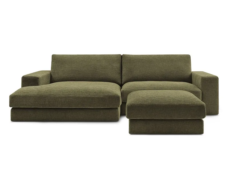 Ecksofa mit Hocker BOBOCHIC LEONARD Stoff mit Textur grün