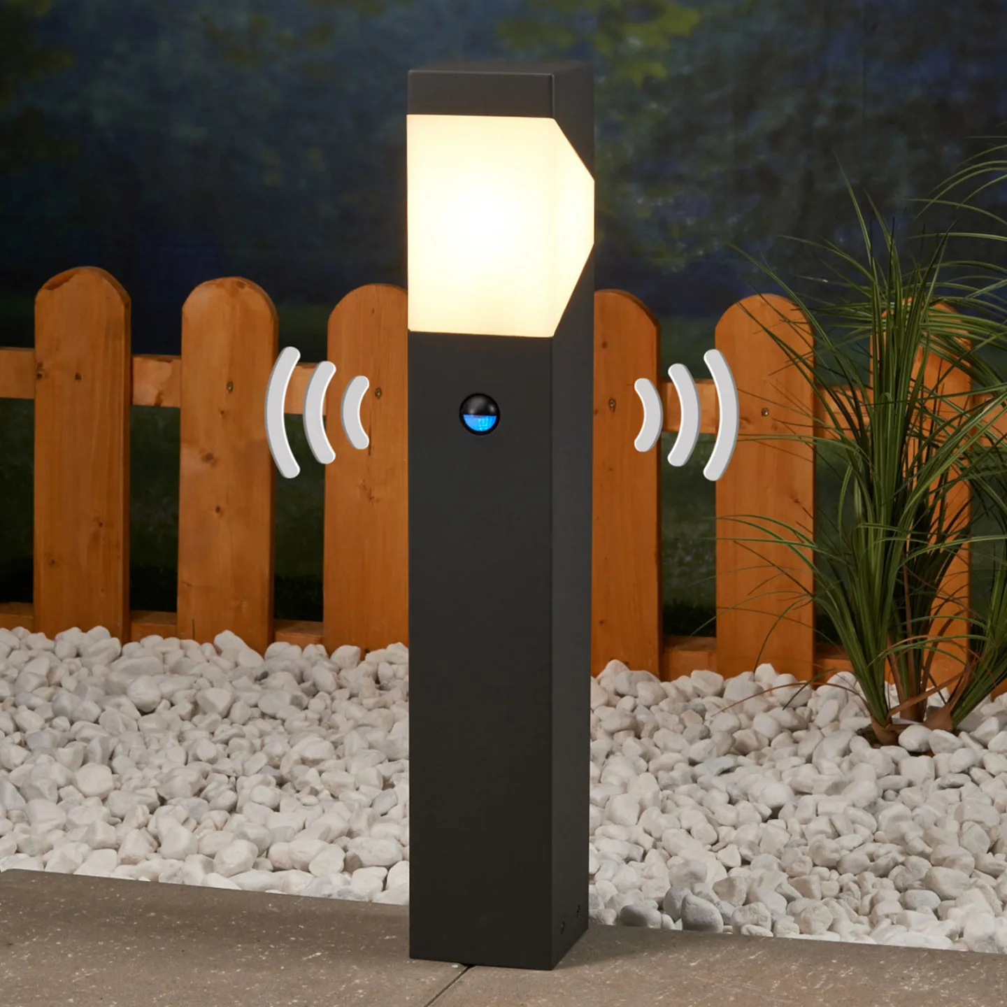 Kiran Außen Gartenleuchte w/Sensor H60 Graphite - Lucande - Terrasse - Modern - Aluminium - Einflammig