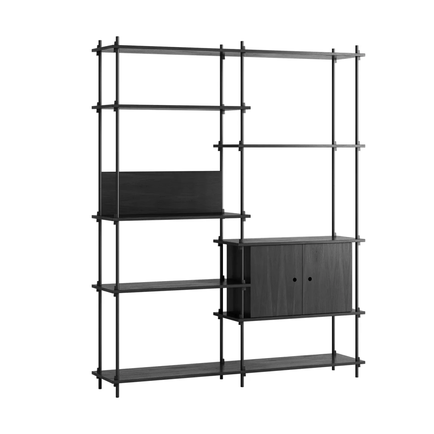 MOEBE Shelving System hylla med skåp Black, 163x200x35 cm, S.200.2.C