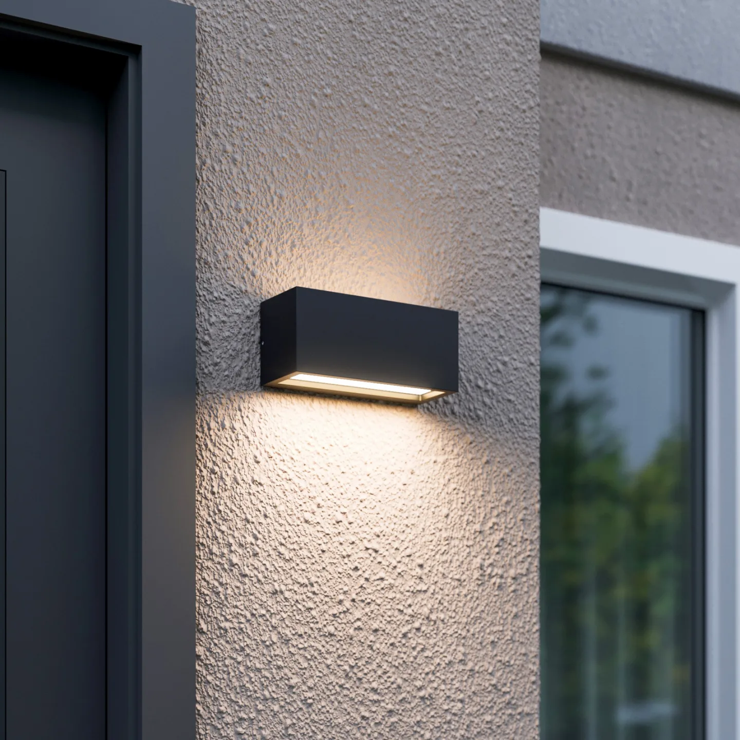 Utomhusvägglampa Bente, antracit, bredd 25 cm, IP54 – Lucande - Balkong - Modern - Metall - Vinklad