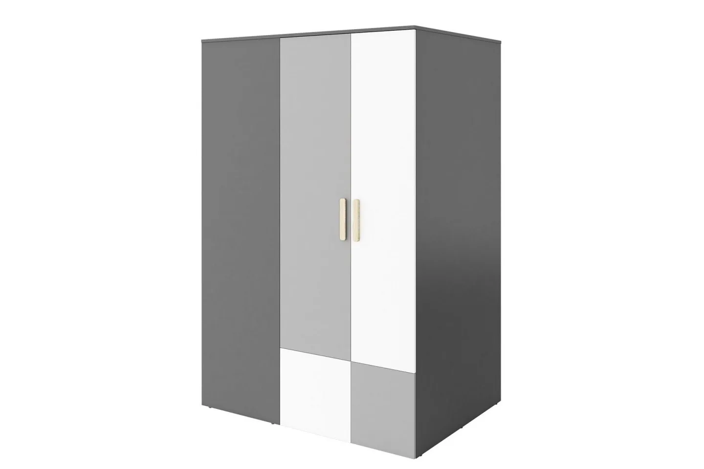 Pok Garderob 130x93x193 cm - Grå/Svart/Vit