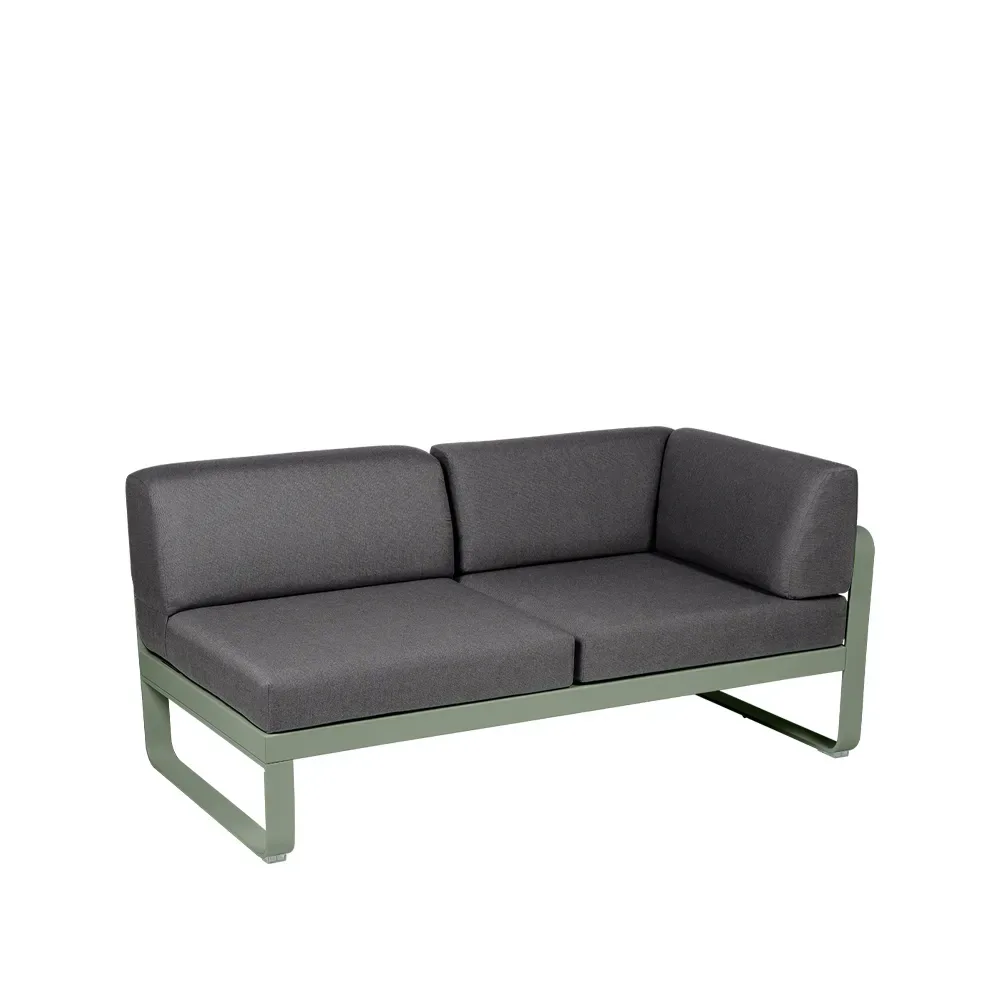 Fermob Bellevie Corner modulsoffa 2-sits Cactus (grön), graphite grey dyna, höger