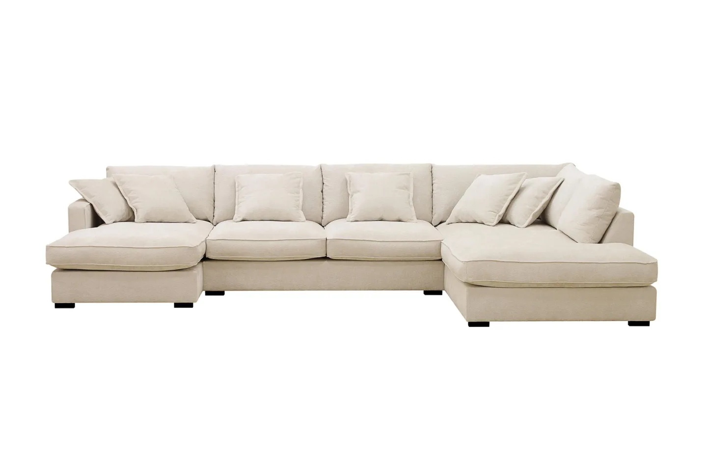 Rossita Lyx 5-sits Högervänd U-formad Extra djup Soffa med Divan och Schäslong i Chenille - Beige
