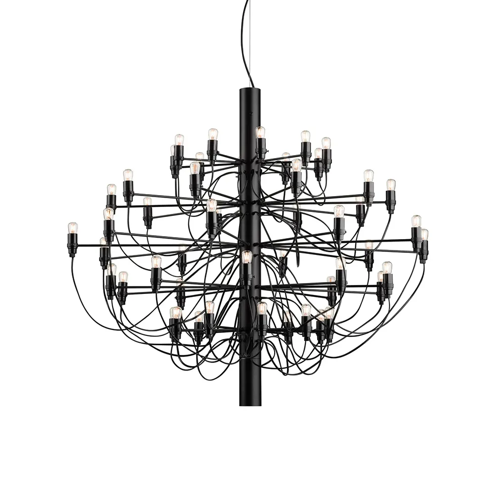 Flos 2097 Sarfatti ljuskrona LED Mattsvart 50 lampor
